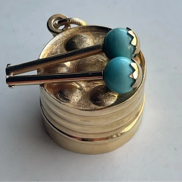 14K Yellow Gold Drum Charm Pendant 6.30 grams Vintage - Picture 9 of 16